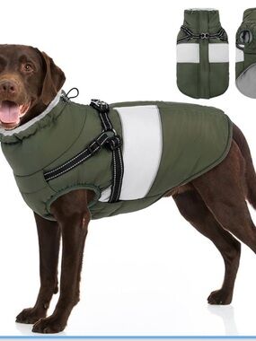 Dog Coat for Large Dogs, Warm Pet Jacket Winter with Harness Built in, XL